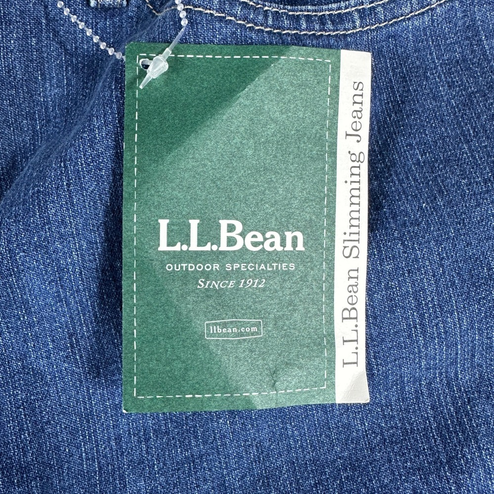 LL Bean Slimming Jeans Womens 18W Reg Indigo Blue Denim Stretch NWT - Picture 3 of 8